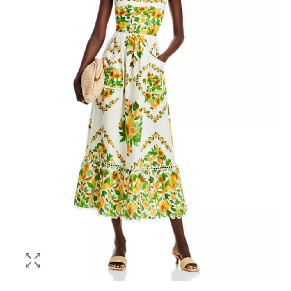 FARM Rio Sunflower Midi Dress - Green and Yellow
